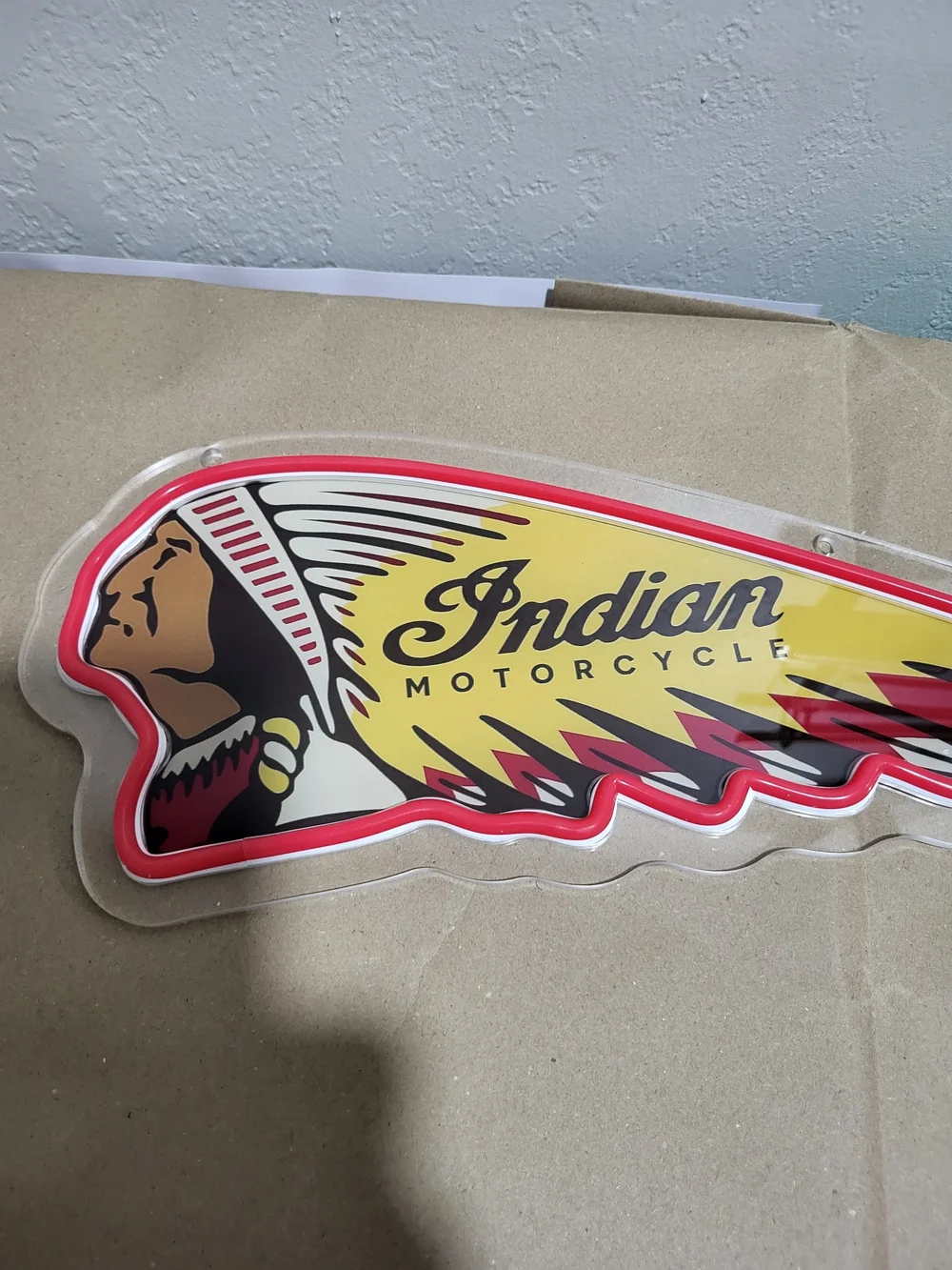 Indian Motorcycle Neon-Style Red and Yellow Wall Sign